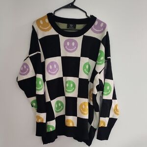 Dressed In Lala Checkered Smiley Pullover